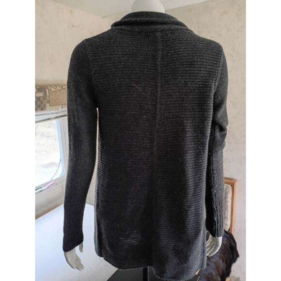 Tahari Charcoal Gray Merino Wool Blend Draped Funnel Neck Sweater S Minimalist - Picture 5 of 11